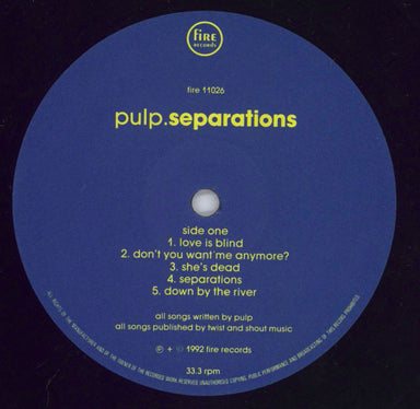 Pulp Separations UK vinyl LP album (LP record) PULLPSE109785