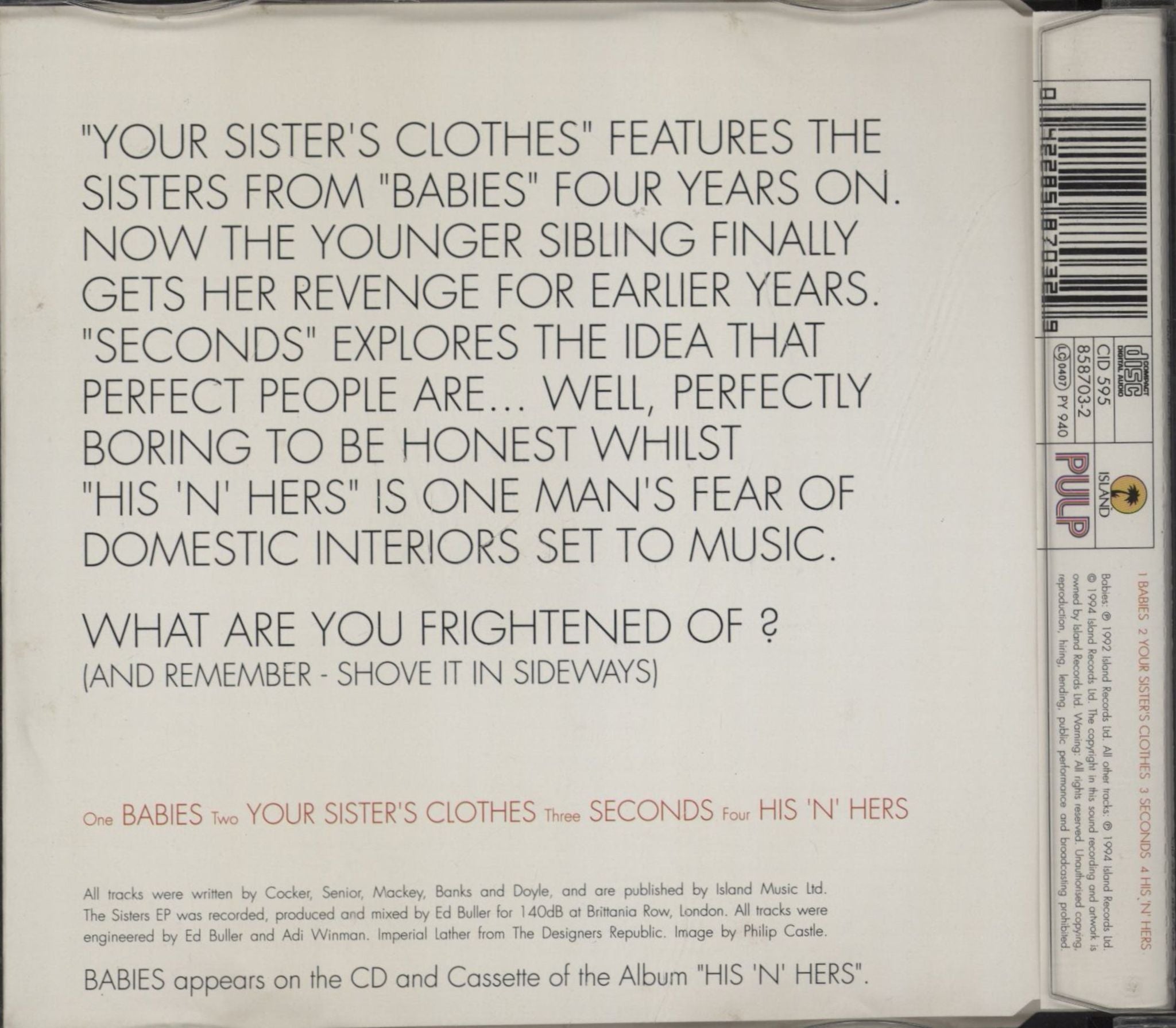 Pulp The Sisters E.P. UK CD single (CD5 / 5\") 042285870329