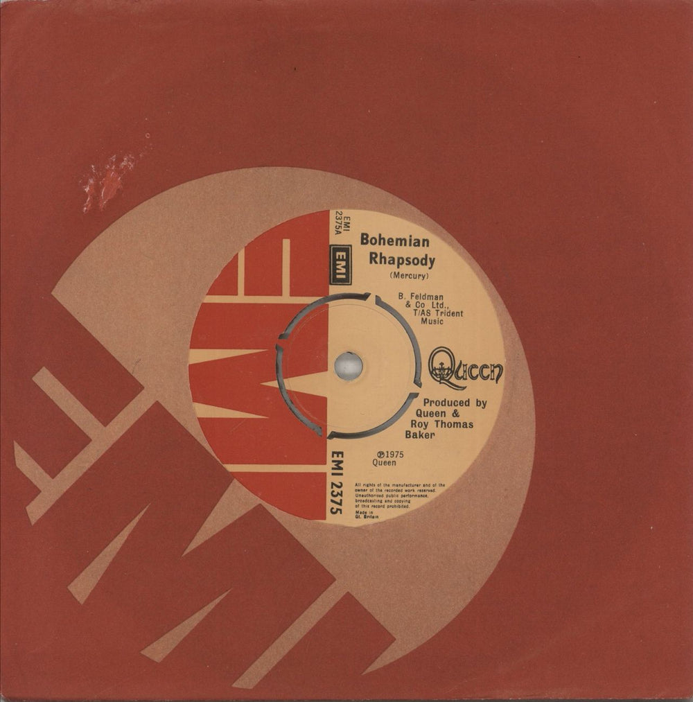 Queen Bohemian Rhapsody - 4pr - EX UK 7" vinyl single (7 inch record / 45) EMI2375