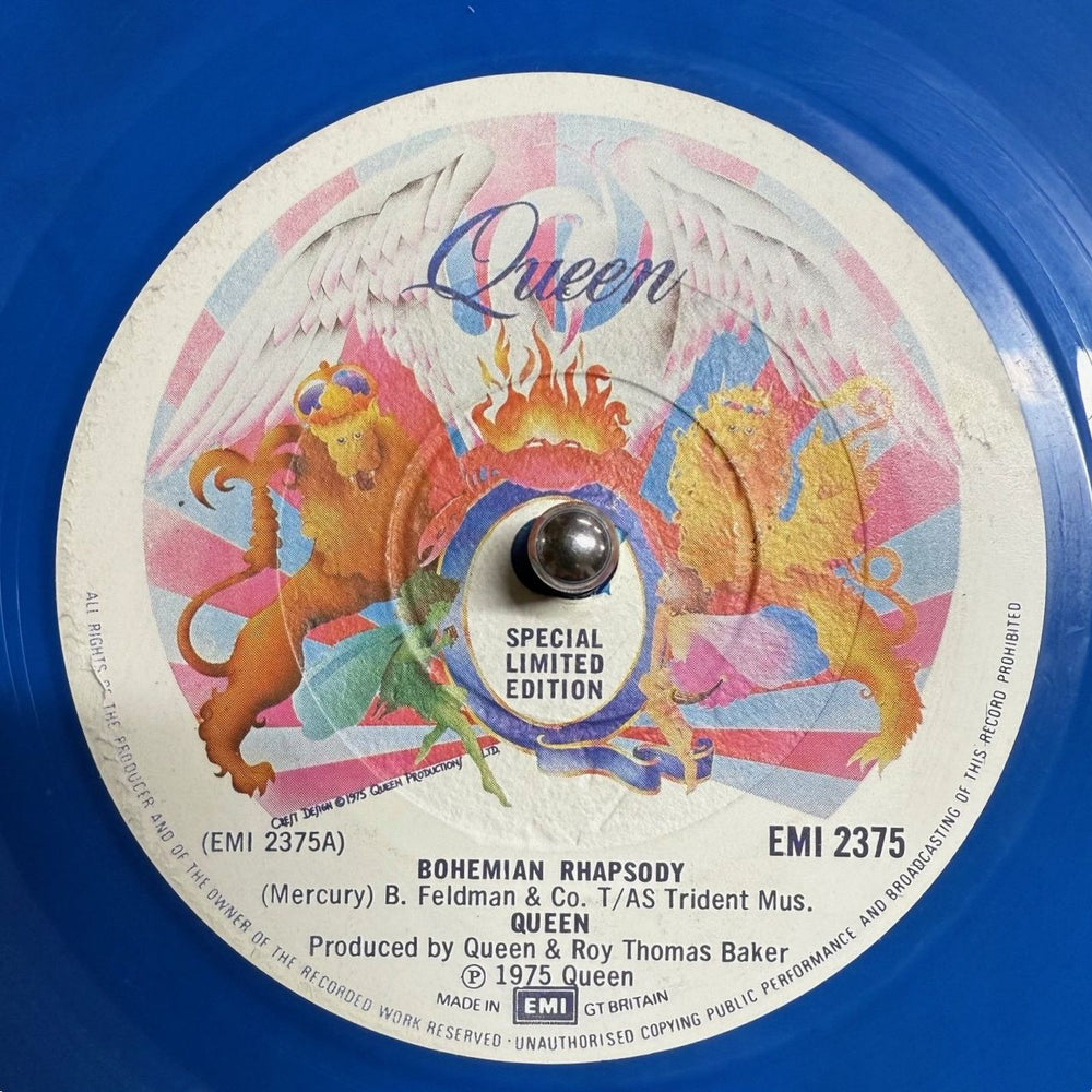 Queen Bohemian Rhapsody - Blue Vinyl - Un-Numbered UK 7" vinyl single (7 inch record / 45)