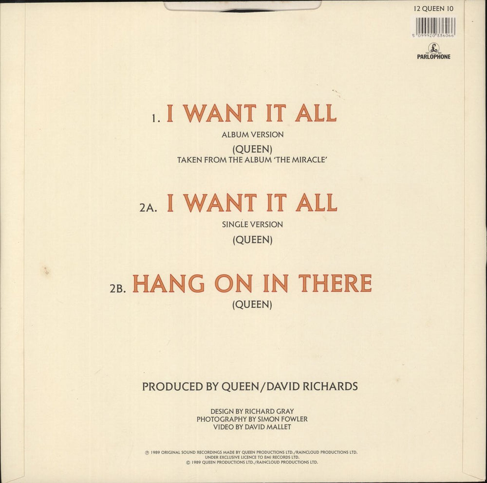Queen I Want It All UK 12" vinyl single (12 inch record / Maxi-single) 5099920336066