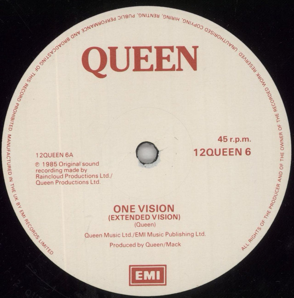 Queen One Vision UK 12" vinyl single (12 inch record / Maxi-single) QUE12ON06616