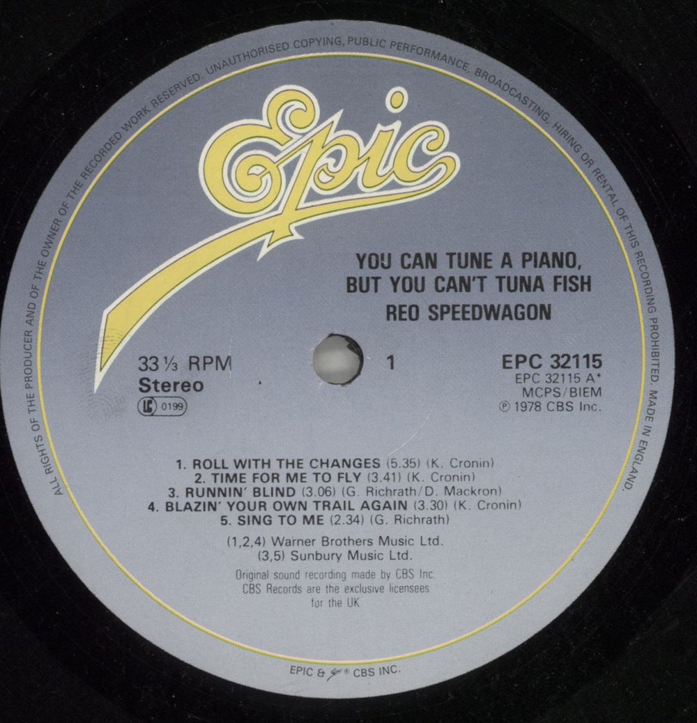 R.E.O. Speedwagon You Can Tune A Piano, But You Can't Tuna Fish UK vinyl LP album (LP record) REOLPYO869212