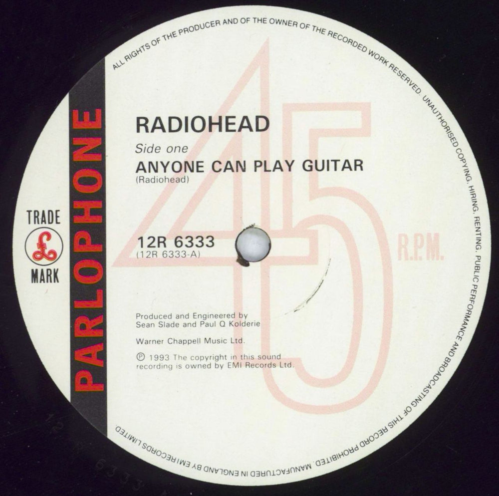 Radiohead Anyone Can Play Guitar - EX UK 12" vinyl single (12 inch record / Maxi-single) R-H12AN819161