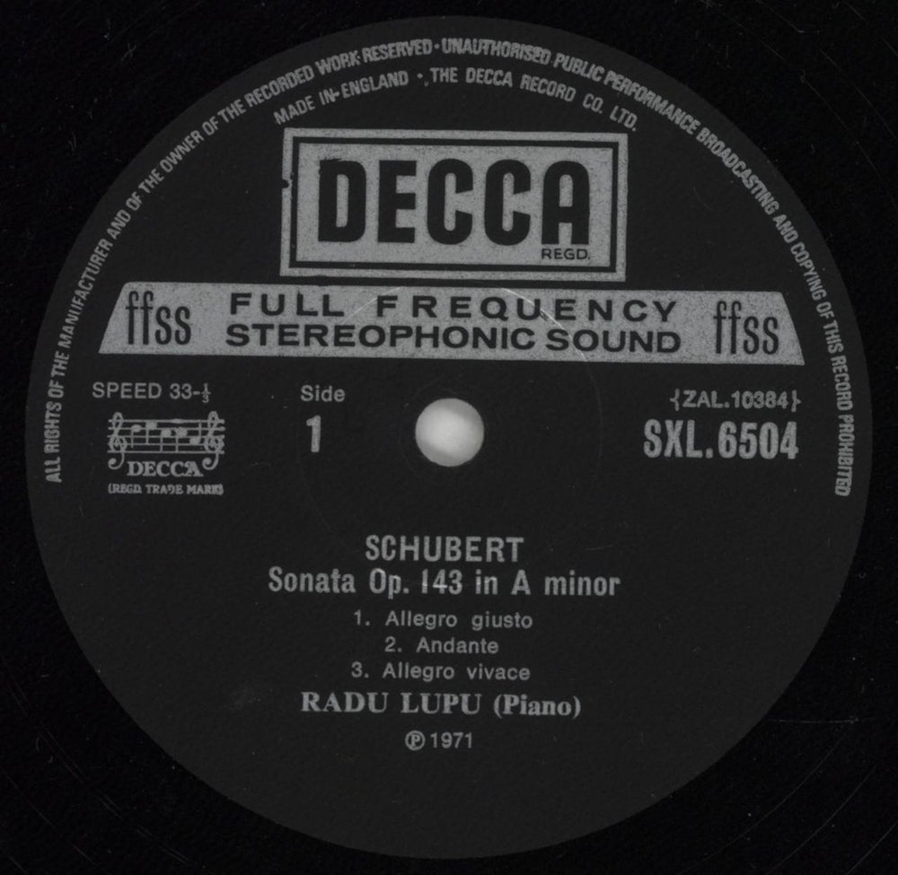 Radu Lupu Schubert: Sonata In A Minor, Op.143 / Brahms: Rhapsody No.1, Op79, 3 Intermezzi, Op.117 UK vinyl LP album (LP record) RASLPSC853175