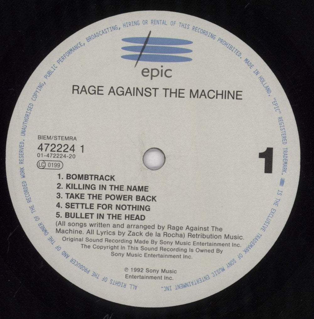 Rage Against The Machine Rage Against The Machine - VG Dutch vinyl LP album (LP record) RAGLPRA830995