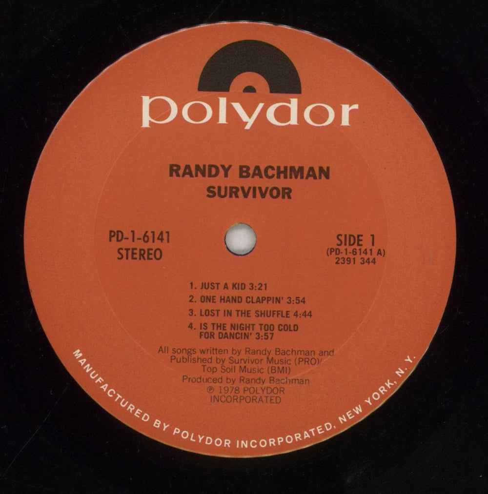 Randy Bachman Survivor US vinyl LP album (LP record) RNNLPSU856121