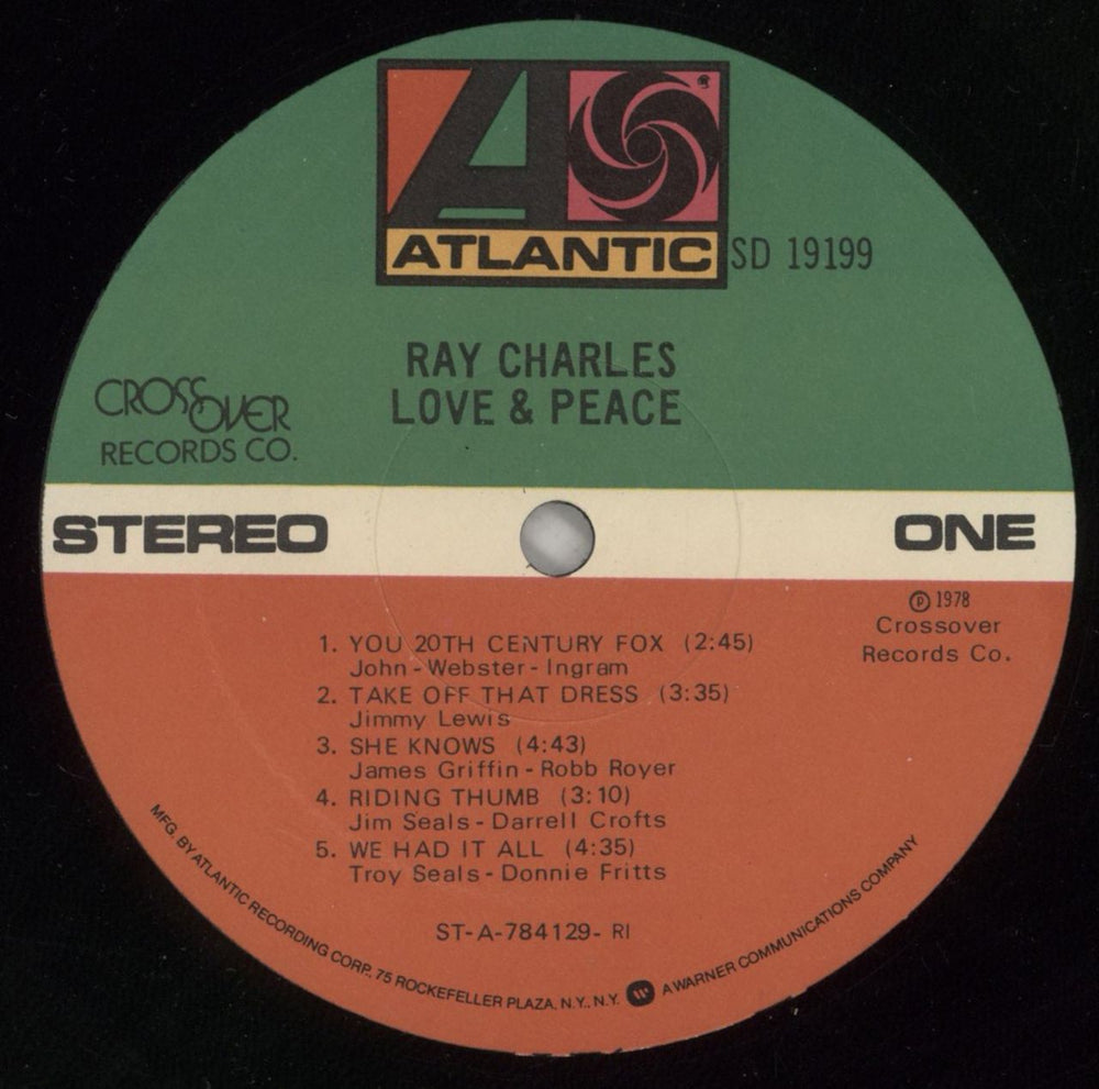 Ray Charles Love & Peace US vinyl LP album (LP record) RYHLPLO631887