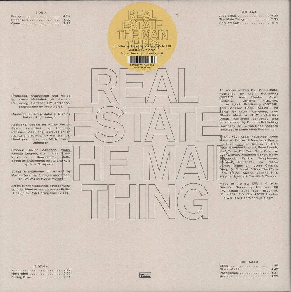 Real Estate The Main Thing US vinyl LP album (LP record) 887828042654