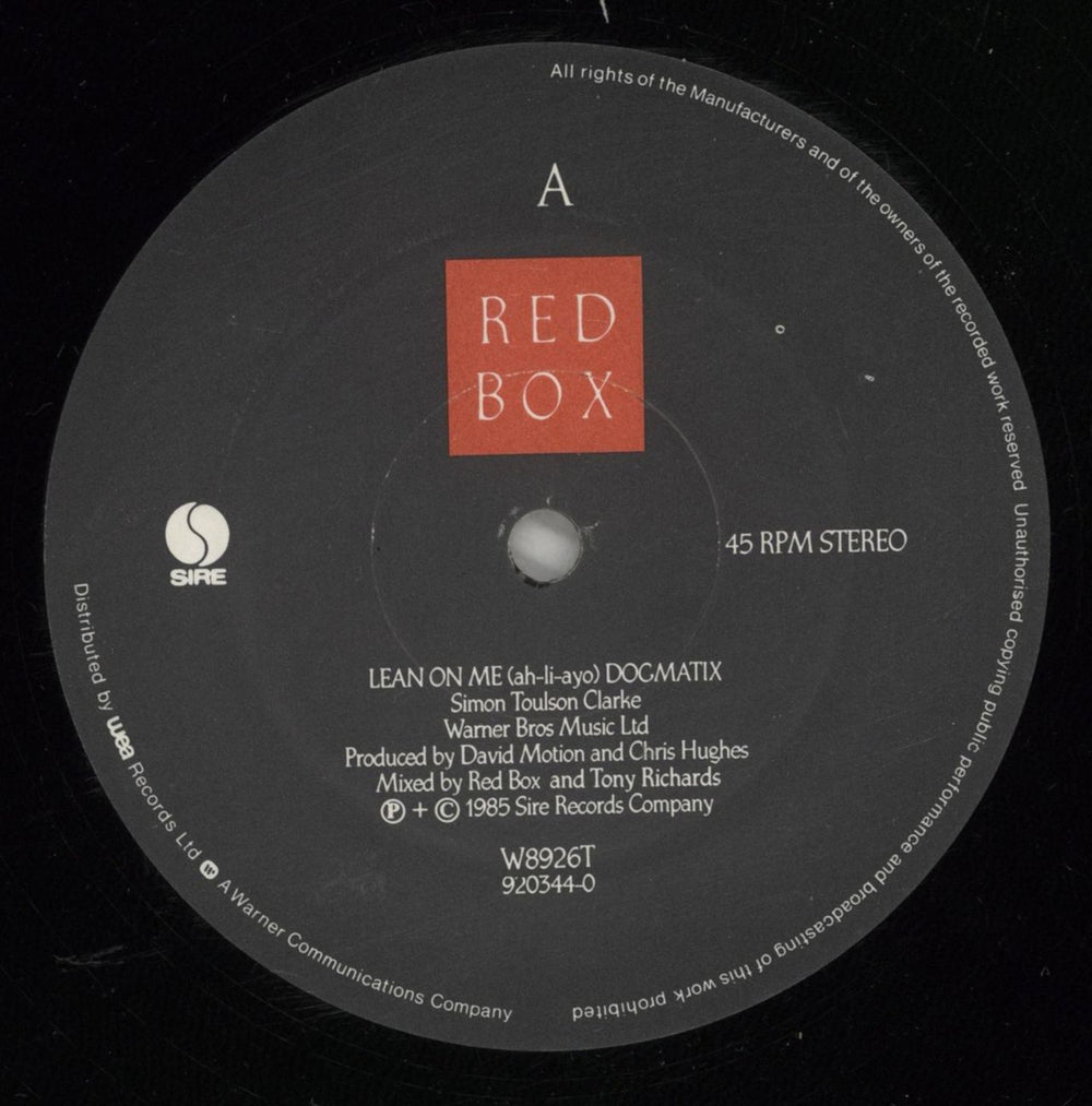 Red Box Lean On Me UK 12" vinyl single (12 inch record / Maxi-single) RBX12LE219048