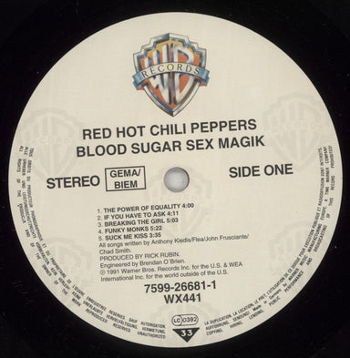 Red Hot Chili Peppers Blood Sugar Sex Magik + Inners + Sticker UK 2-LP vinyl record set (Double LP Album) RHC2LBL880533