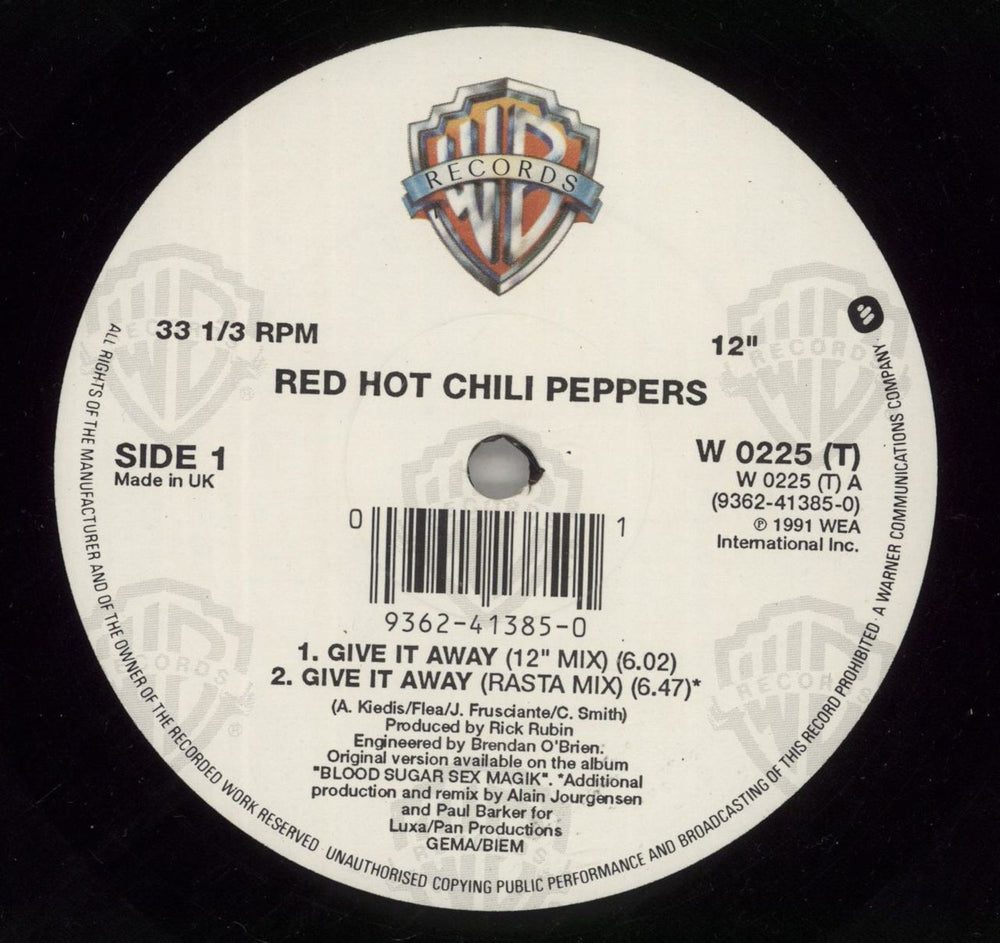 Red Hot Chili Peppers Give It Away UK 12" vinyl single (12 inch record / Maxi-single) RHC12GI653152