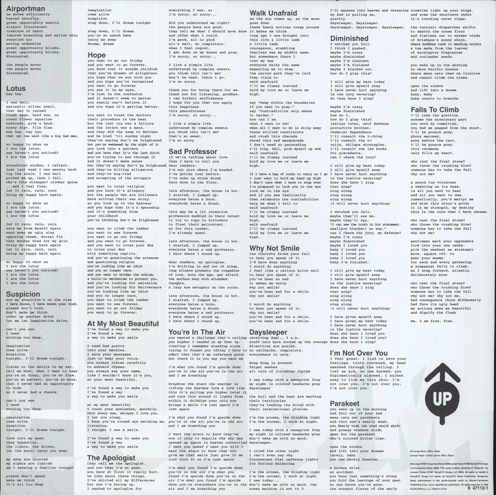 REM Up - Damont Pressing + Insert US 2-LP vinyl record set (Double LP Album)