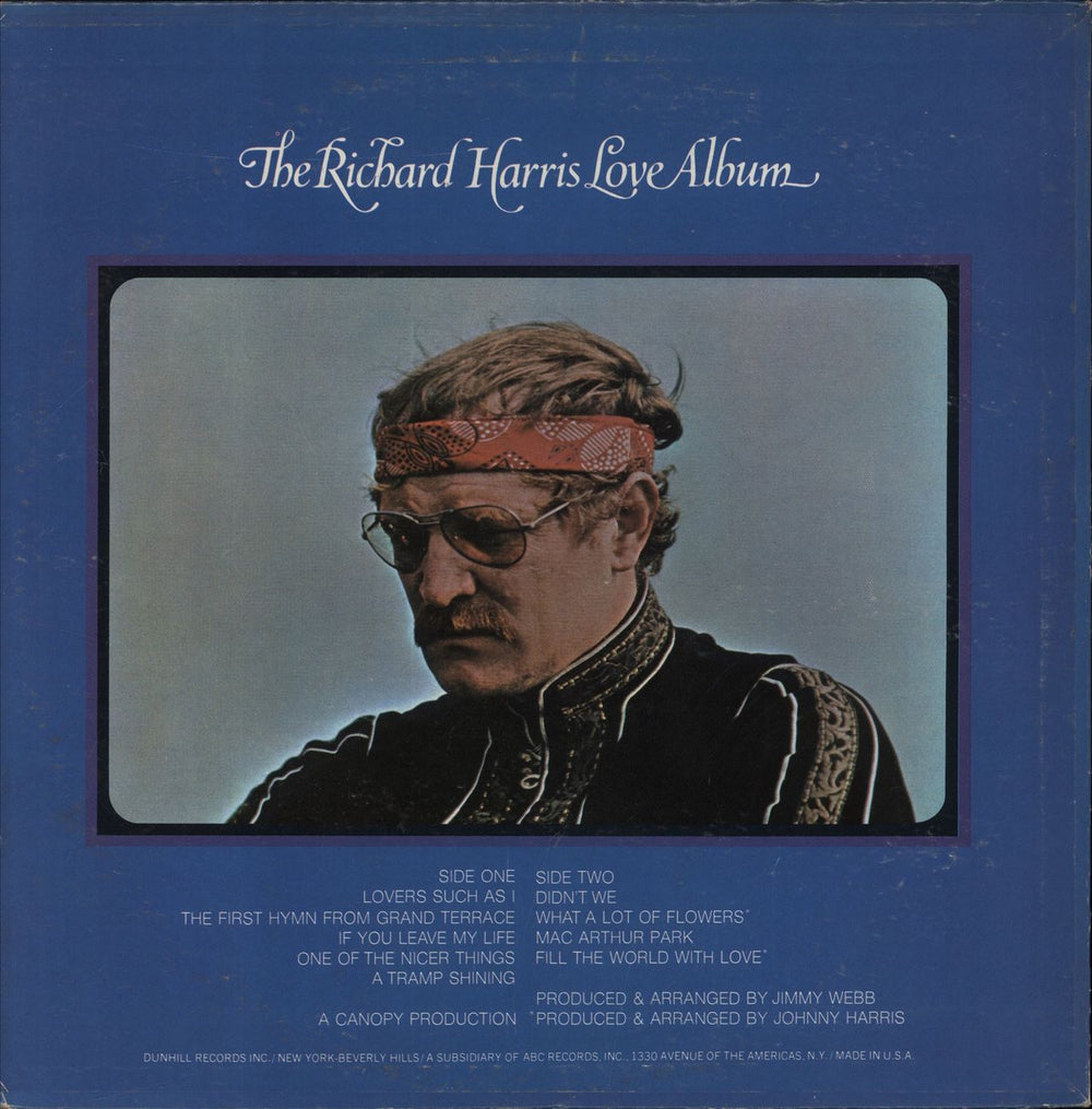 Richard Harris Love Album US vinyl LP album (LP record)