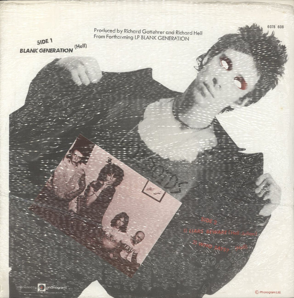Richard Hell & Voidoids Blank Generation - Open Shrink Belgian 12" vinyl single (12 inch record / Maxi-single)
