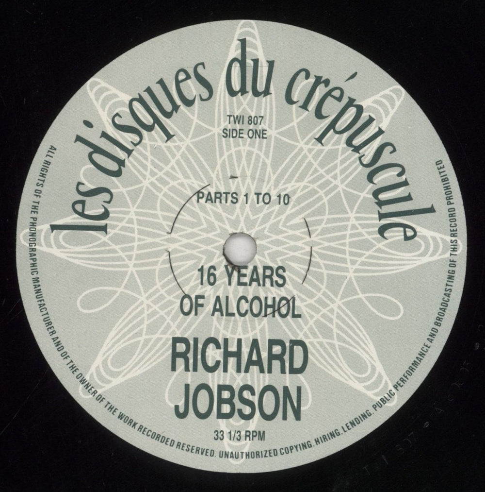 Richard Jobson 16 Years Of Alcohol Belgian vinyl LP album (LP record) RJBLPYE156197