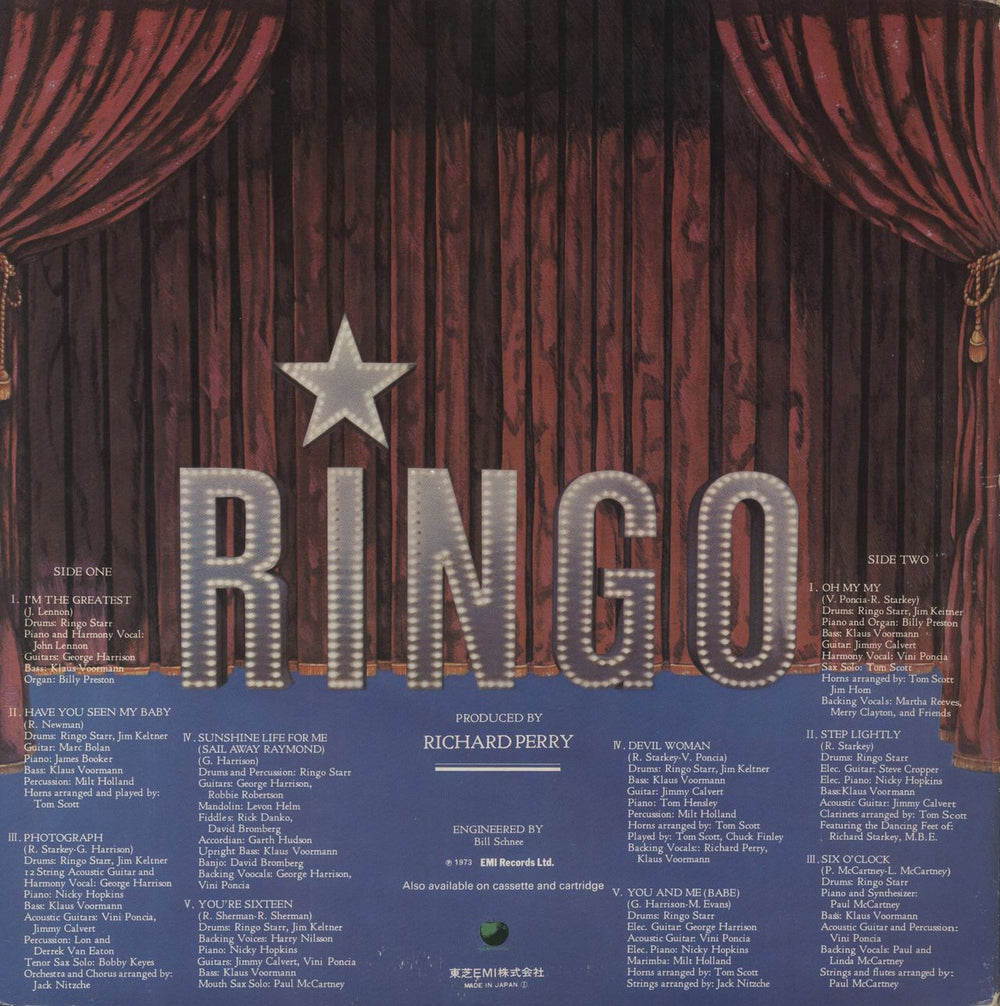 Ringo Starr Ringo Japanese vinyl LP album (LP record)