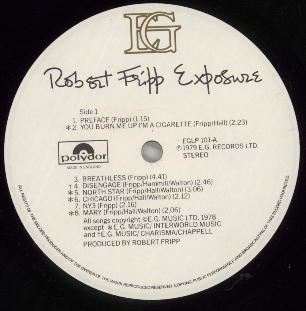 Robert Fripp Exposure UK vinyl LP album (LP record) RFRLPEX245569