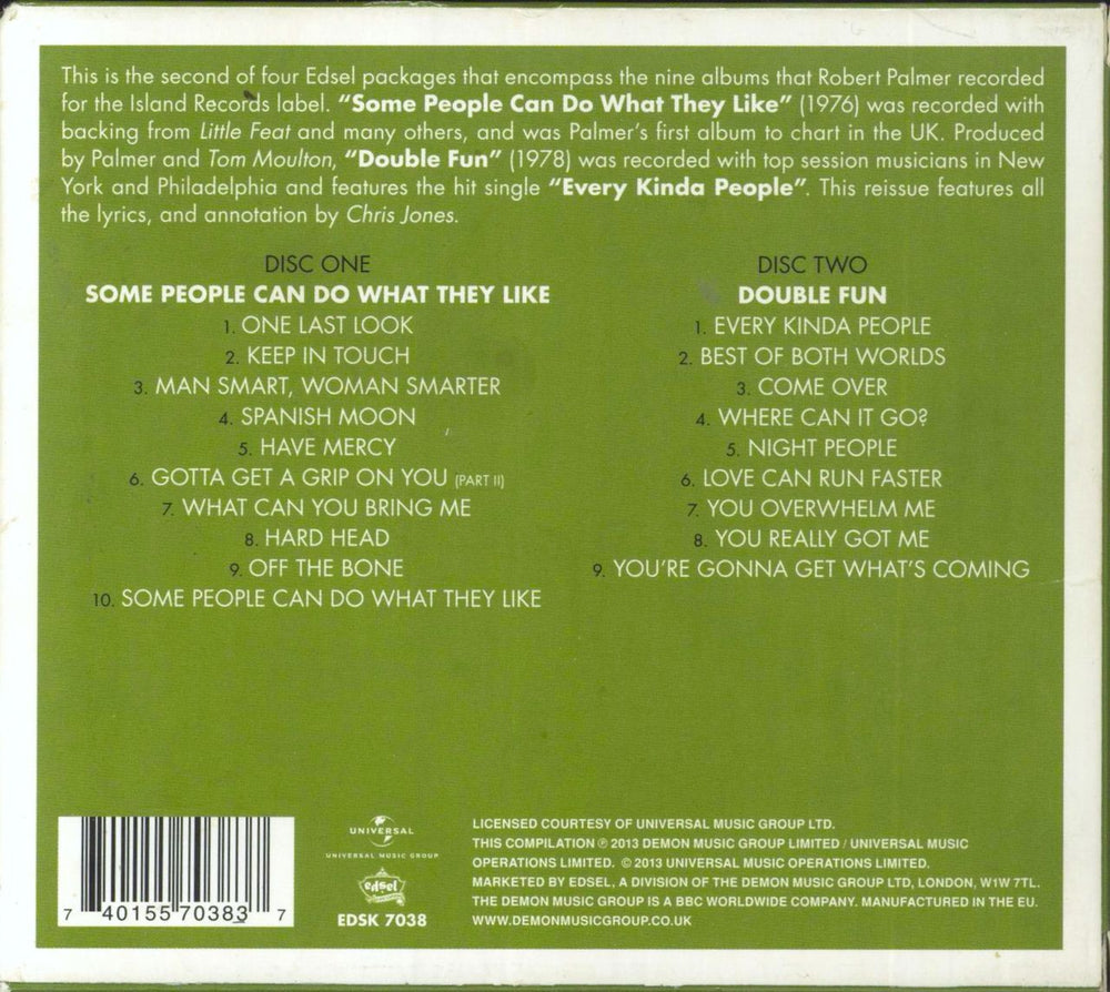 Robert Palmer Some People Can Do What They Like + Double Fun UK 2 CD album set (Double CD) 740155703837