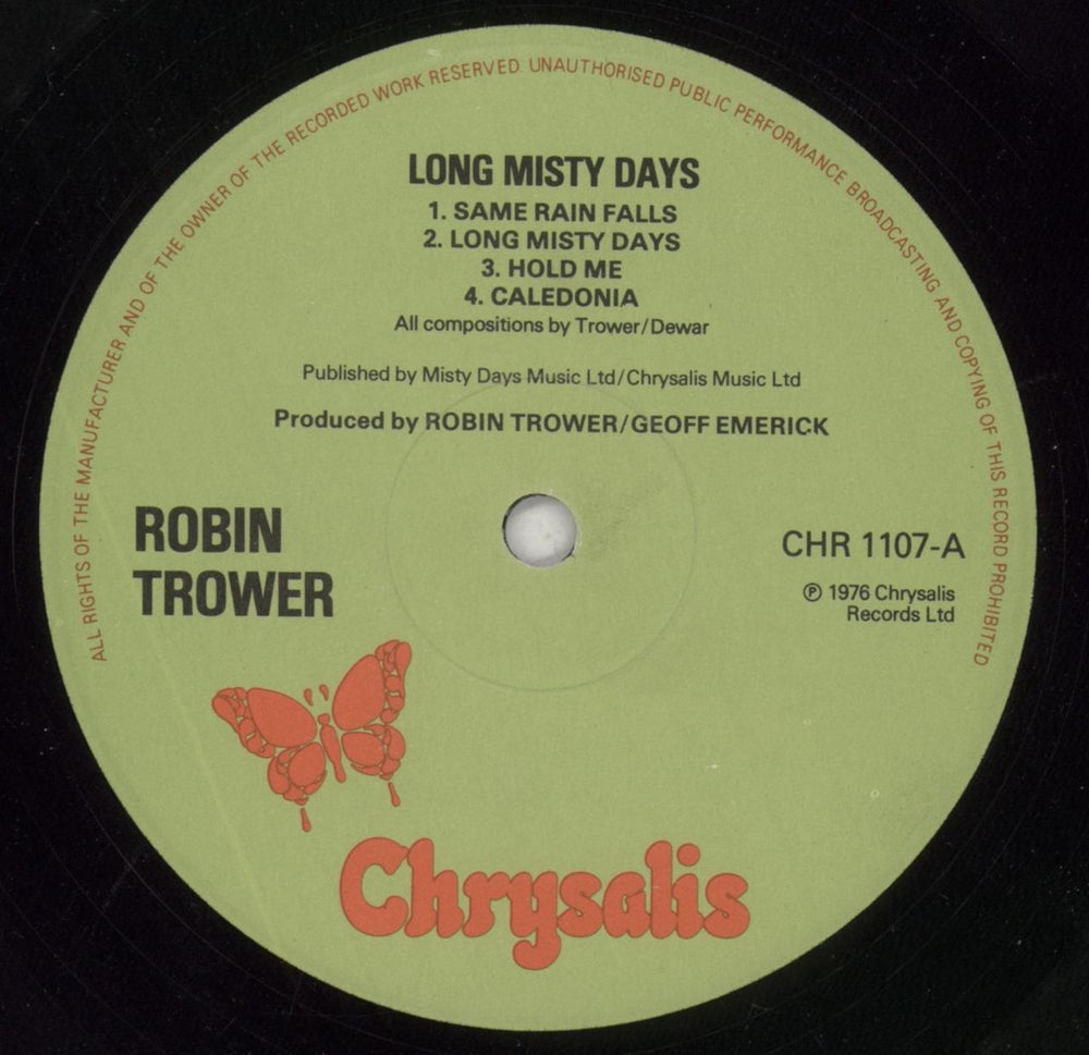 Robin Trower Long Misty Days - EX UK vinyl LP album (LP record) RTRLPLO337777