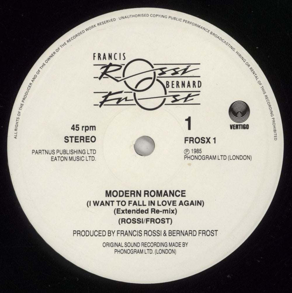 Rossi & Frost Modern Romance UK 12" vinyl single (12 inch record / Maxi-single) RAF12MO39172