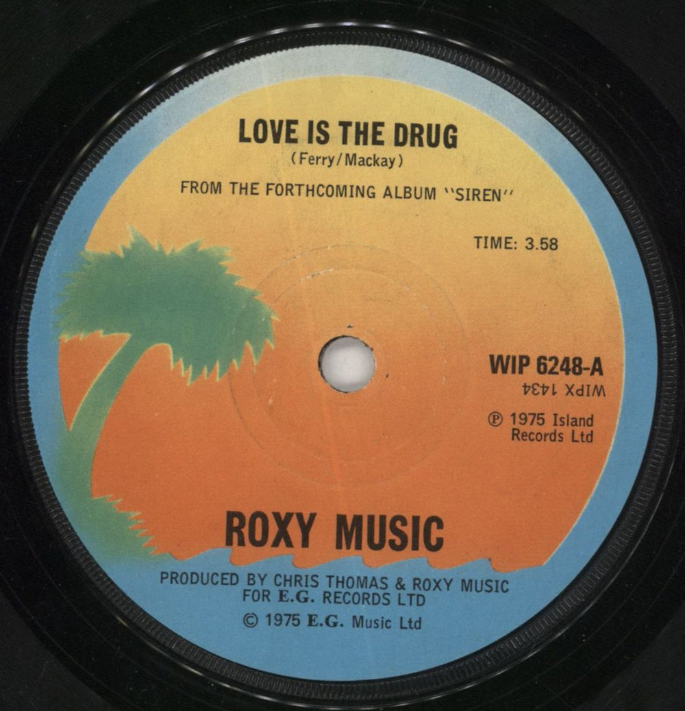 Roxy Music Love Is The Drug UK 7" vinyl single (7 inch record / 45) WIP6248