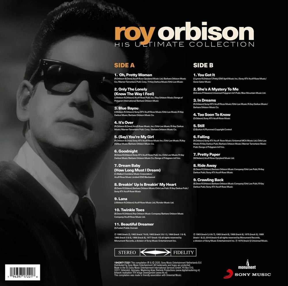 Roy Orbison His Ultimate Collection - Black Vinyl - Sealed UK vinyl LP album (LP record) RYOLPHI875772