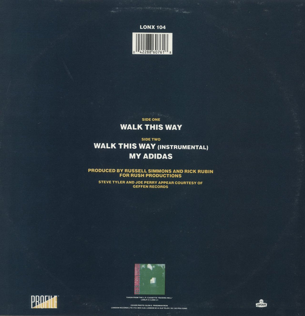 Run DMC Walk This Way UK 12" vinyl single (12 inch record / Maxi-single) 042288607618