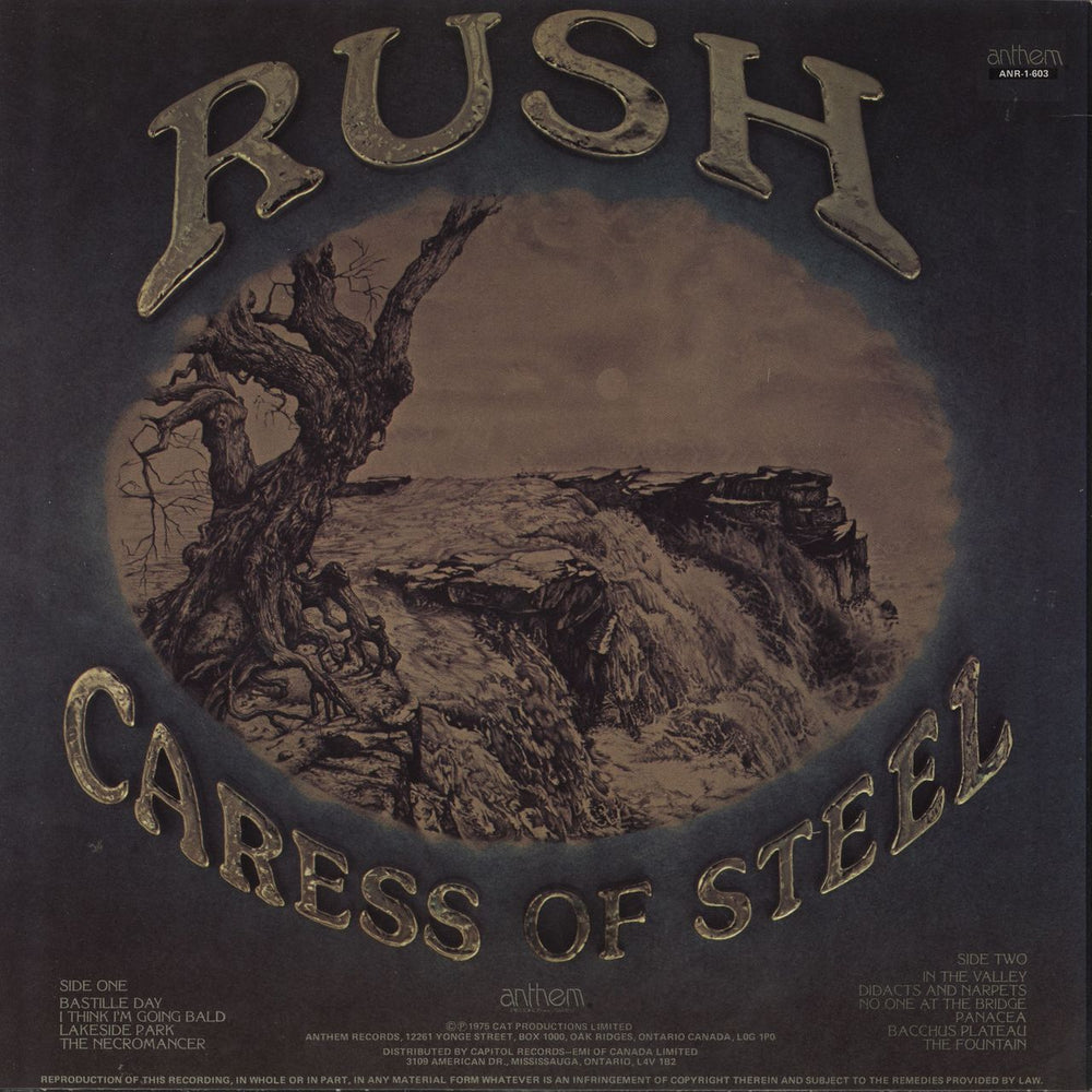 Rush Caress Of Steel - 3rd Canadian vinyl LP album (LP record)