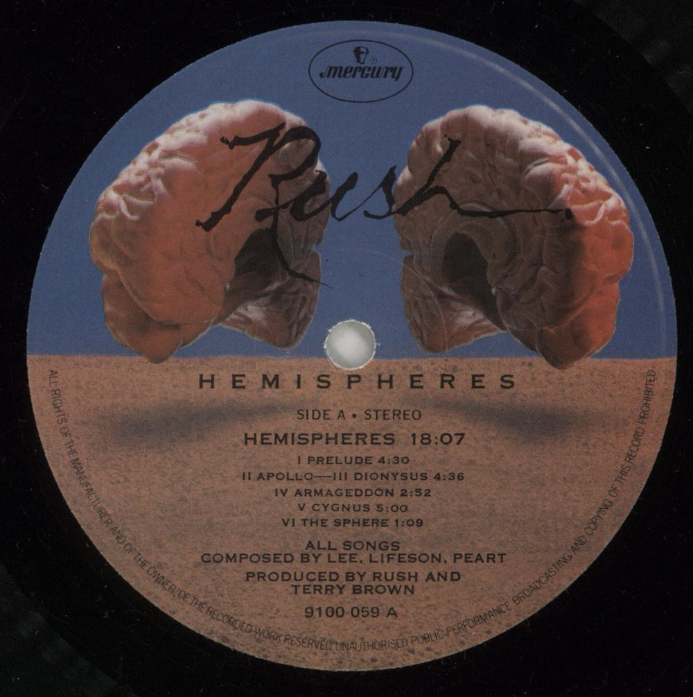 Rush Hemispheres - Hype Sticker - EX UK vinyl LP album (LP record) RUSLPHE871892