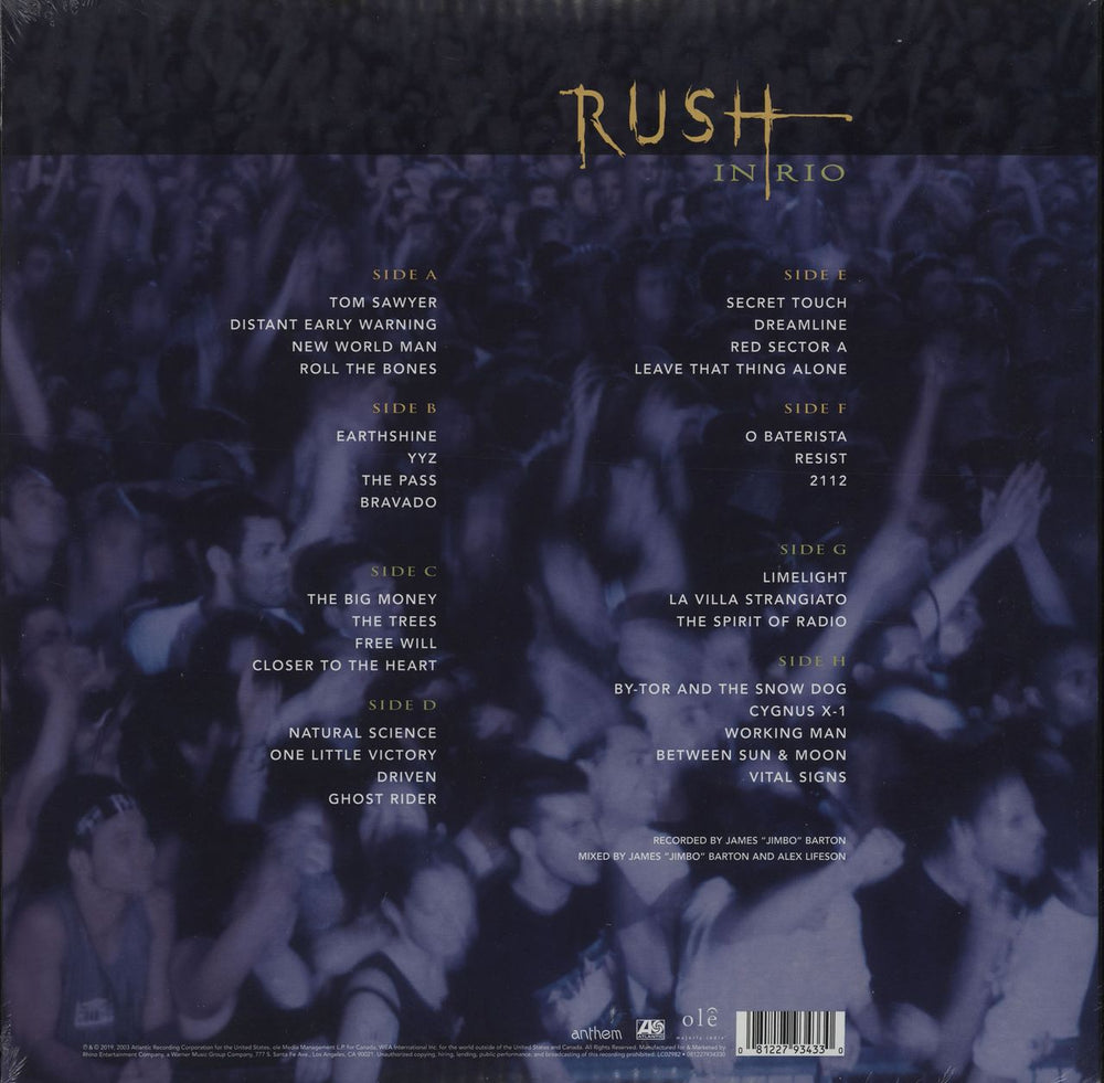 Rush Rush In Rio - 180g US 4-LP vinyl album record set 081227934330
