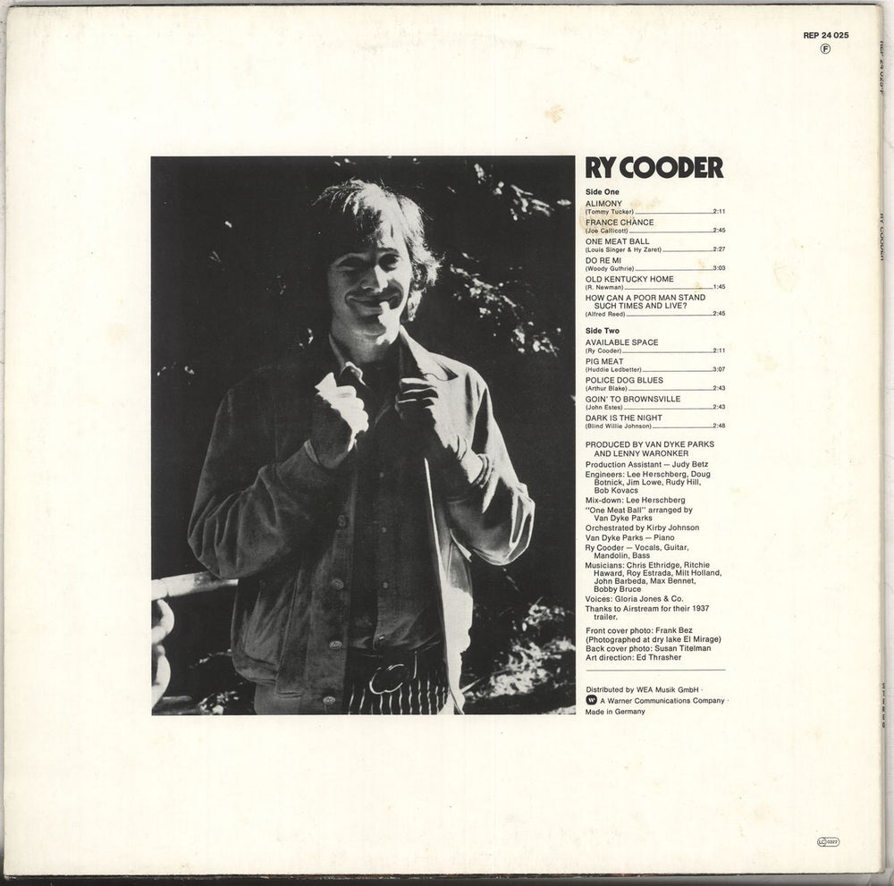 Ry Cooder Ry Cooder German Vinyl LP — RareVinyl.com
