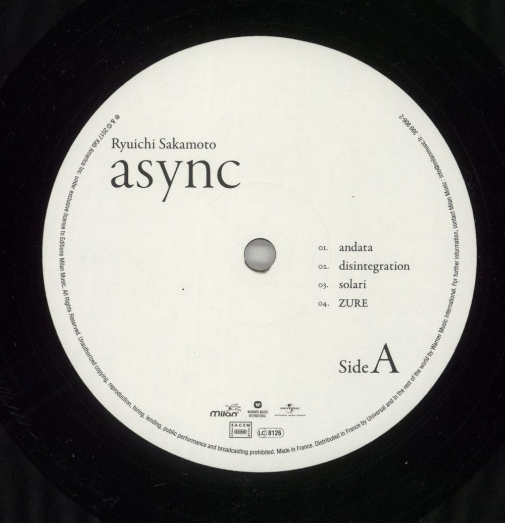 Ryuichi Sakamoto Async - 180gm French 2-LP vinyl record set (Double LP Album) RYU2LAS706274
