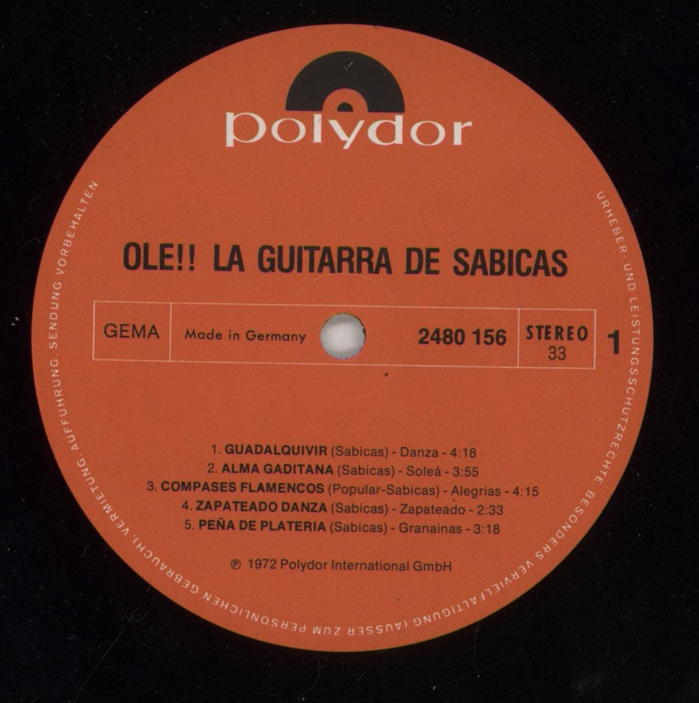 Sabicas !!Ole!! La Guitarra De Sabicas German vinyl LP album (LP record) XDFLPOL854498