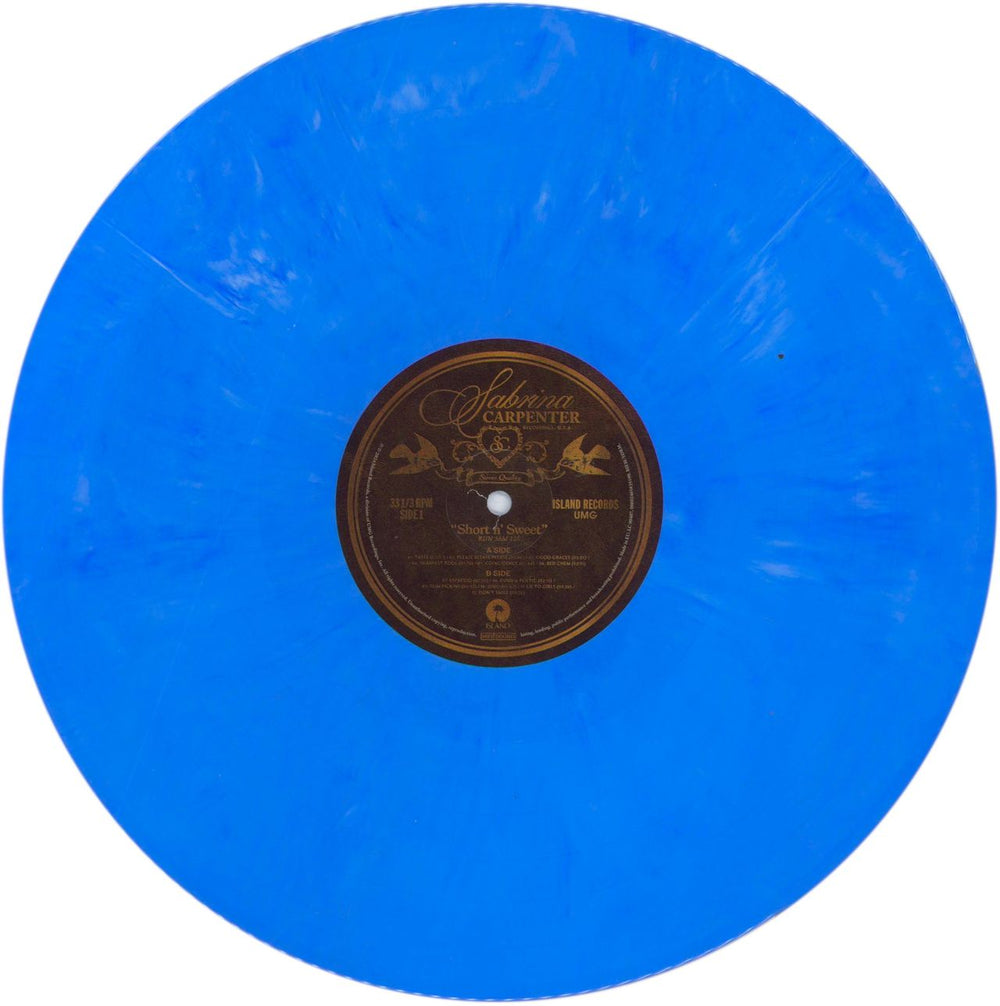 Sabrina Carpenter Short n' Sweet - Blue Marbled Vinyl UK vinyl LP album (LP record) 6DCLPSH856916