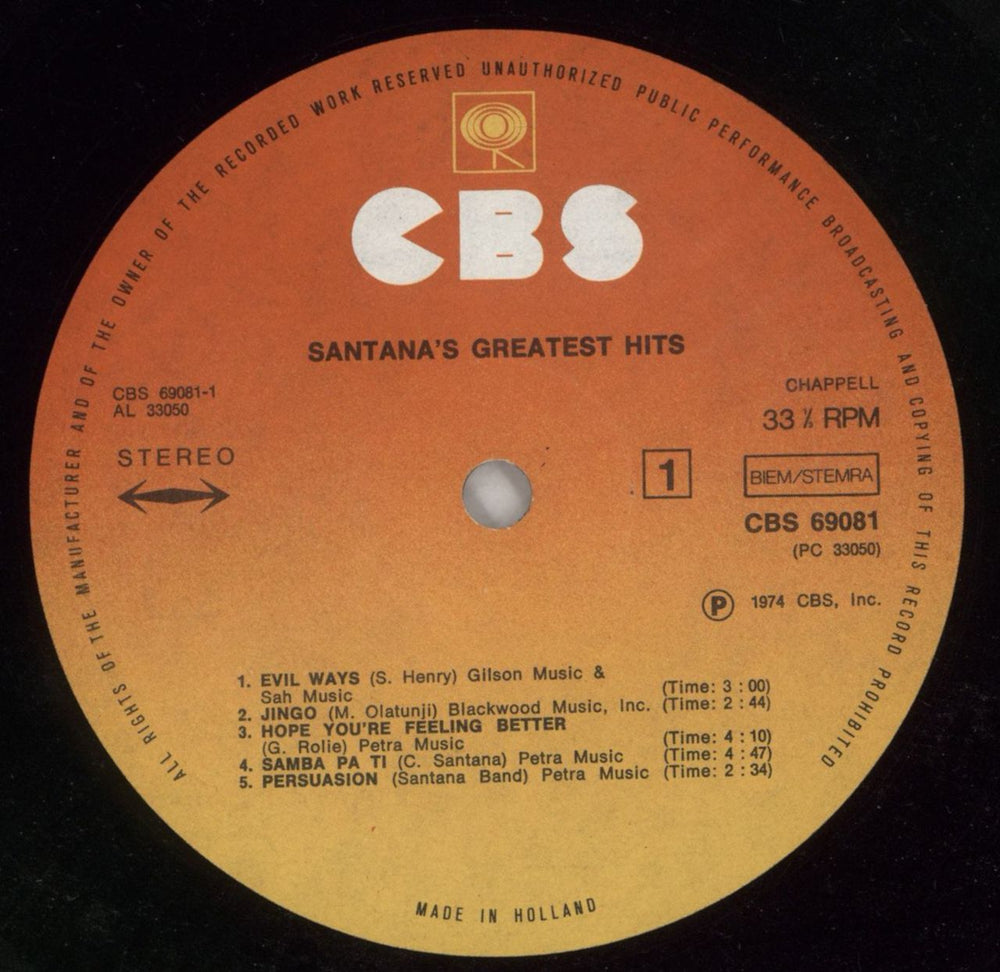 Santana Greatest Hits Dutch vinyl LP album (LP record) SNTLPGR869610