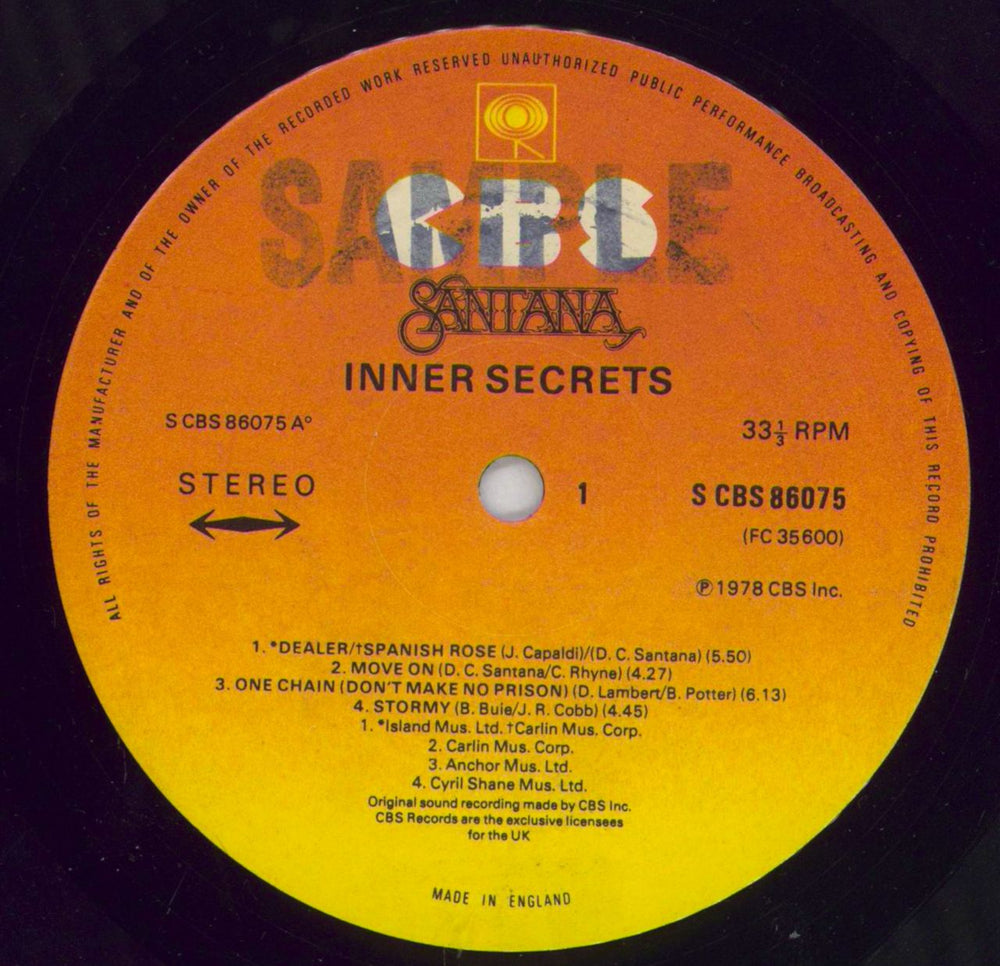 Santana Inner Secrets - sample UK Promo vinyl LP album (LP record) SNTLPIN828096