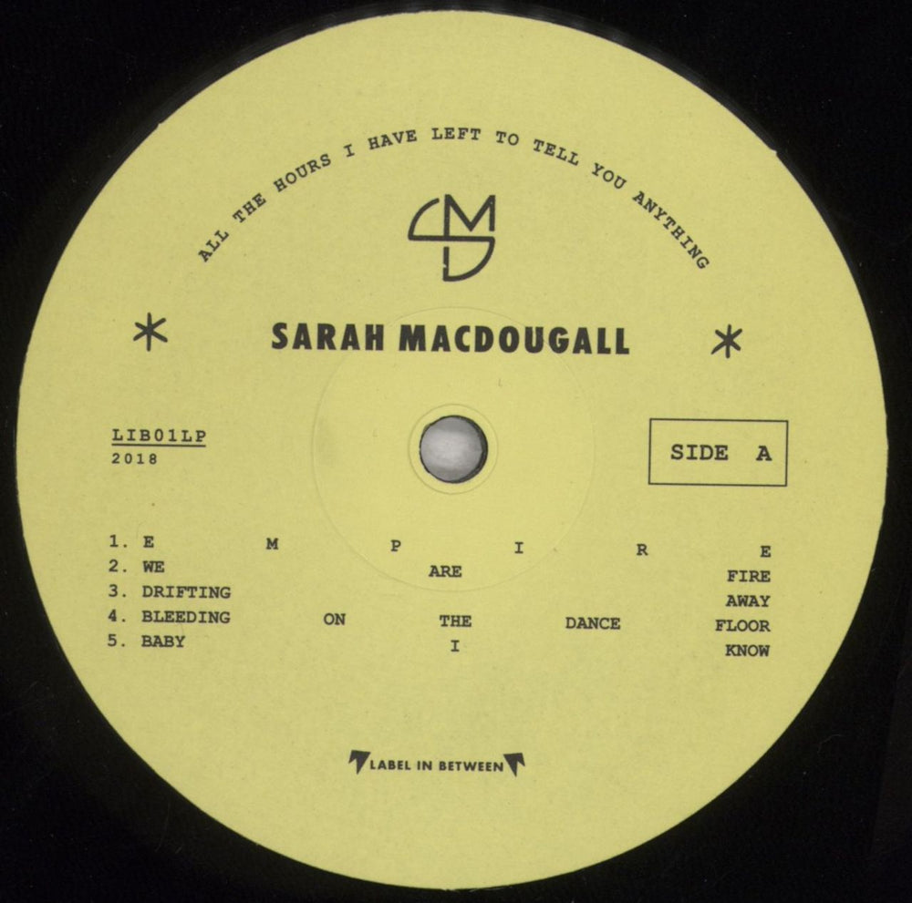 Sarah MacDougall All The Hours I Have Left To Tell You Anything Canadian vinyl LP album (LP record) 7E6LPAL839797