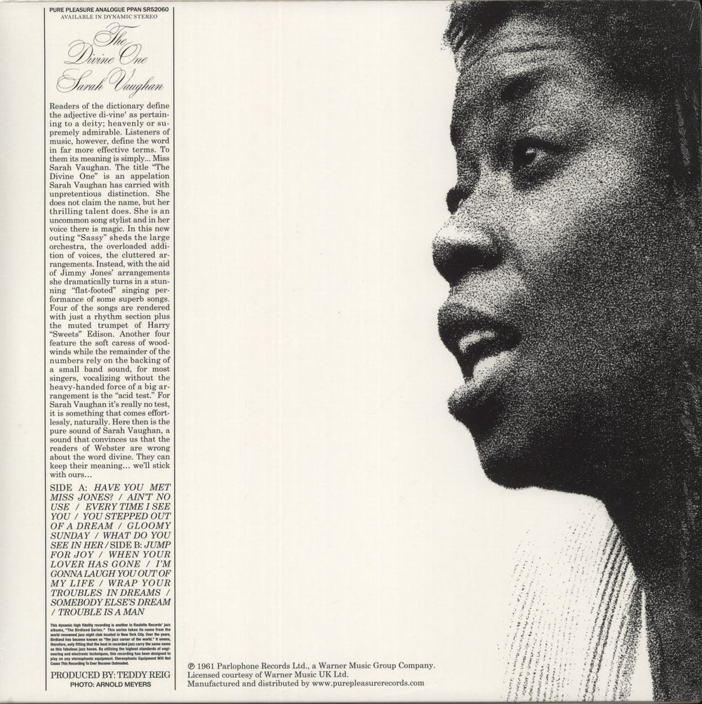 Sarah Vaughan The Divine One - 180 Gram Vinyl - Sealed UK vinyl LP album (LP record)