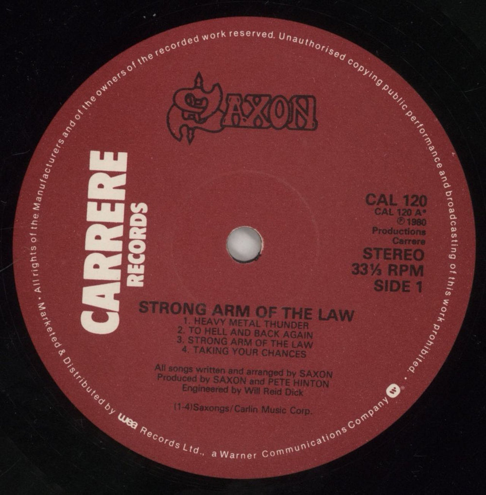 Saxon Strong Arm Of The Law  + Patch UK vinyl LP album (LP record) SAXLPST784953