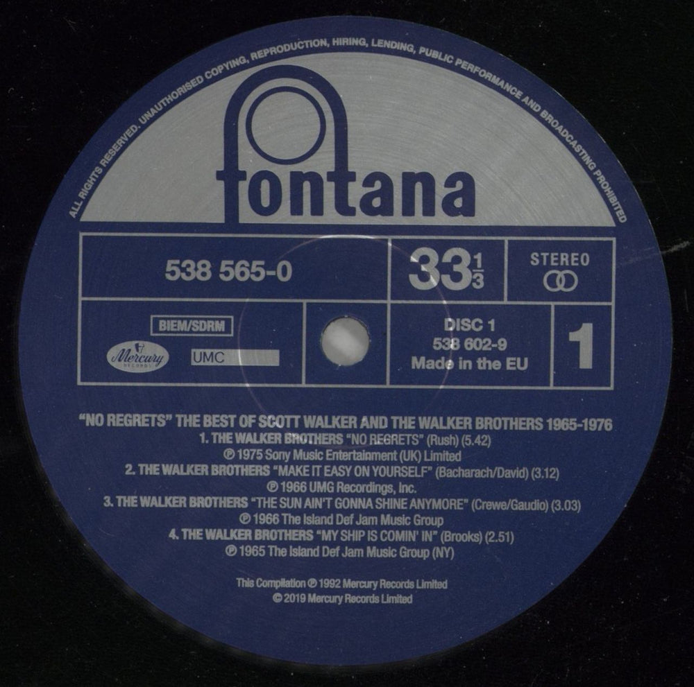 Scott Walker No Regrets - The Best Of - 180gm UK 2-LP vinyl record set (Double LP Album) SWL2LNO866901