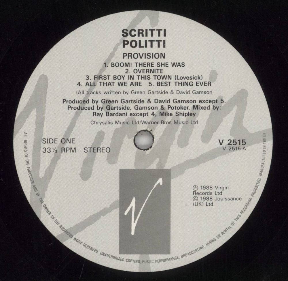 Scritti Politti Provision UK vinyl LP album (LP record) SCRLPPR240870