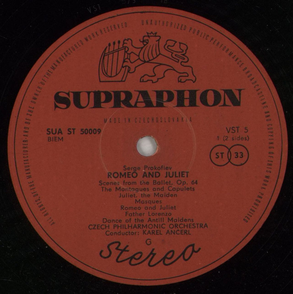 Sergei Prokofiev Romeo and Juliet - Scenes From The Ballet Czech vinyl LP album (LP record) PJ3LPRO869429