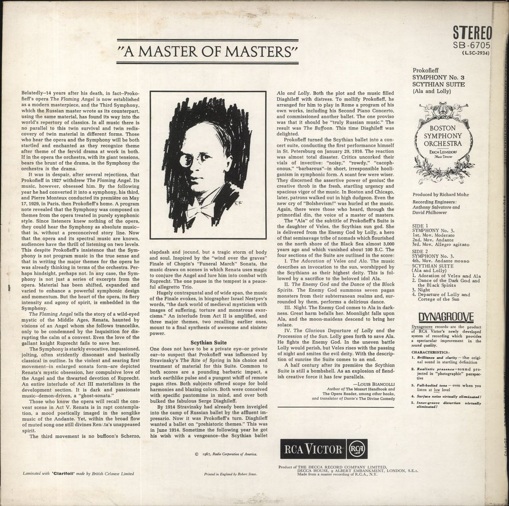 Sergei Prokofiev Symphony No. 3 / Scythian Suite (Ala And Lolly) UK vinyl LP album (LP record)