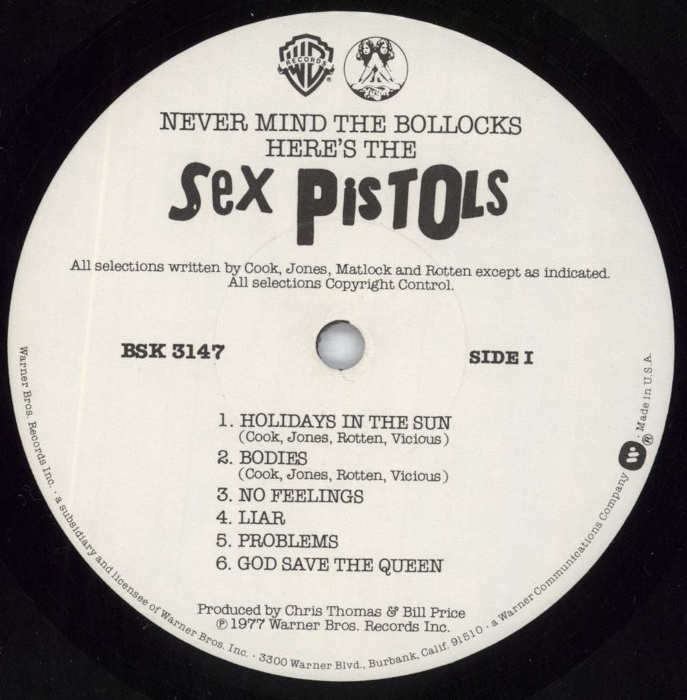 Sex Pistols Never Mind The Bollocks + Inner - EX US vinyl LP album (LP record) SEXLPNE802386