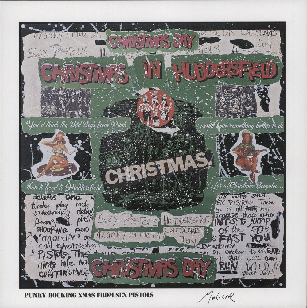 Sex Pistols Punky Rocking Xmas EP - SEX PISTOLS sleeve & art print UK 12" vinyl single (12 inch record / Maxi-single)