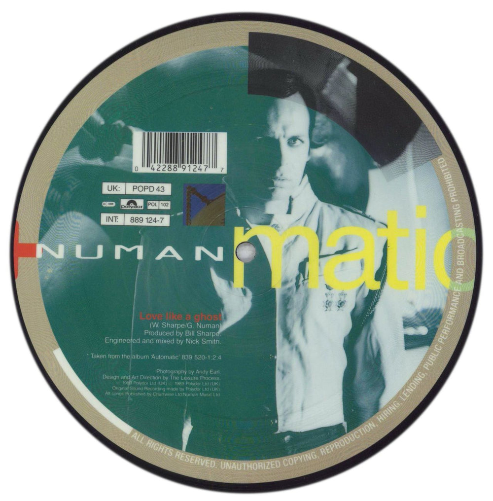 Sharpe & Numan I'm On Automatic UK 7" vinyl picture disc (7 inch picture disc single) 042288912477