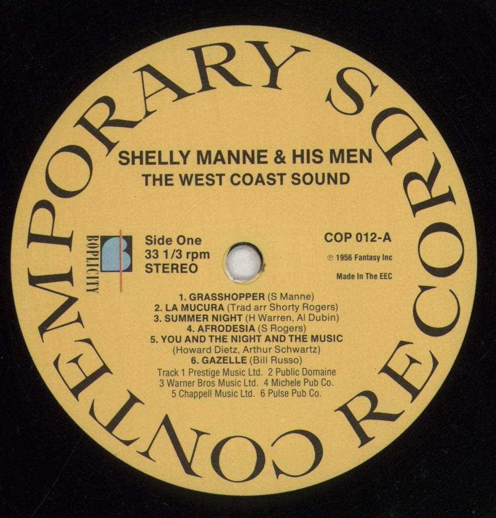 Shelly Manne The West Coast Sound Volume 1 UK vinyl LP album (LP record) MNNLPTH853929