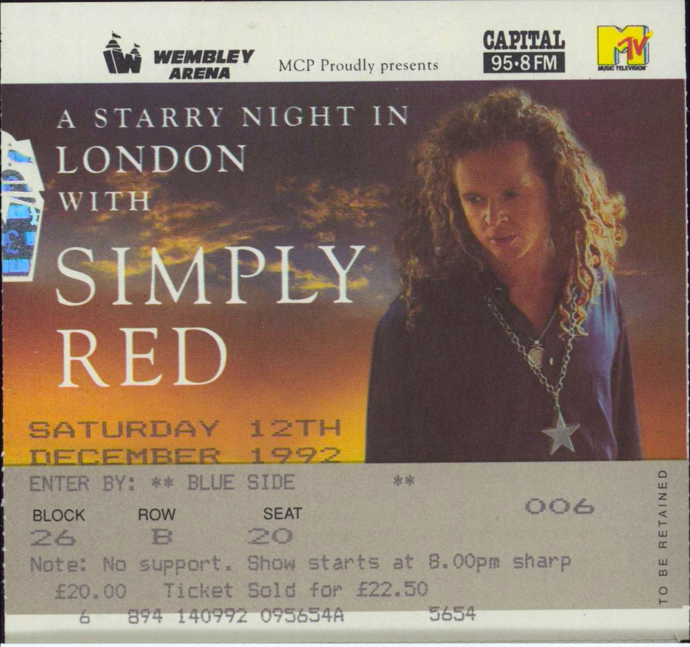 Simply Red A Starry Night + ticket Stub UK tour programme REDTRAS813899