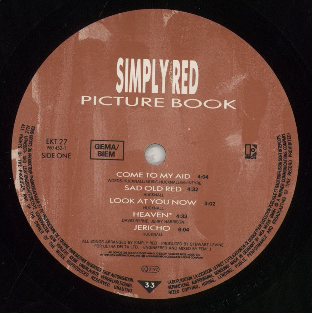 Simply Red Picture Book German vinyl LP album (LP record) REDLPPI850278